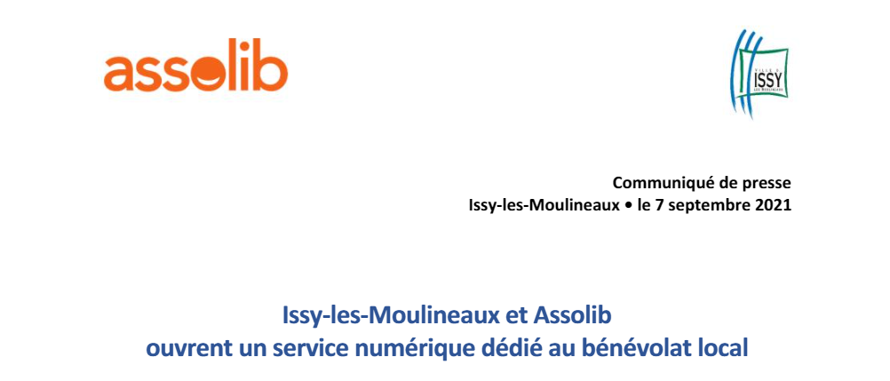 Communiqué de presse Issy-les-Moulineaux x Assolib, septembre 2021